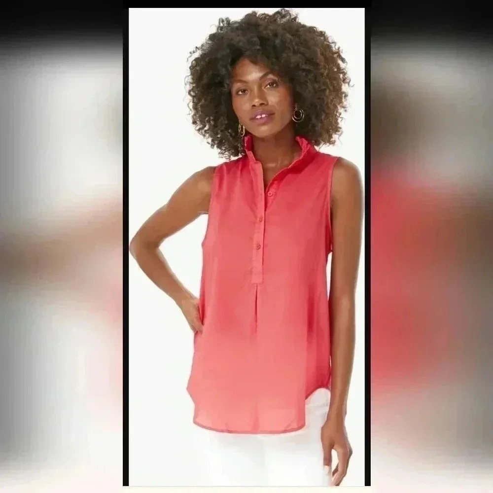NWT Tuckernuck Poppy Pink Sleeveless Teagan Popover